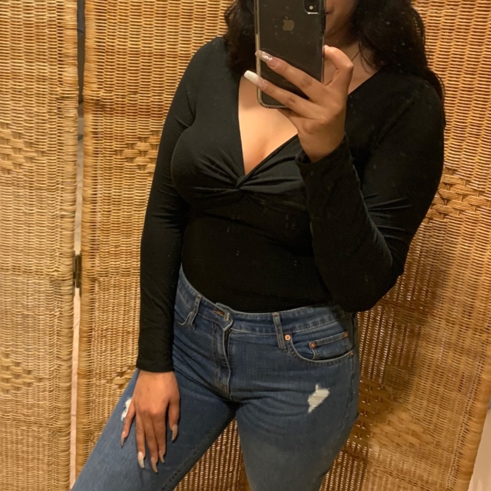 ➖SALE➖ SWEETHEART LS BODYSUIT IN BLACK